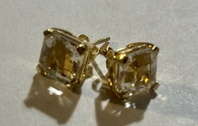 Laborgefertigte Solitär-Ohrringe Princess Cut vergoldet Sterlingsilber 925
