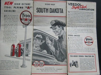 SOUTH DAKOTA - 1940 - ROAD MAP - TYDOL-VEEDOL GAS OIL