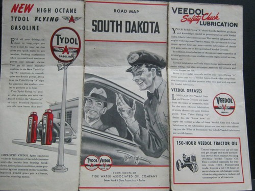 SOUTH DAKOTA - 1940 - ROAD MAP - TYDOL-VEEDOL GAS OIL