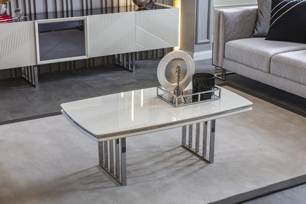WeißEr Kaffeetisch LuxuriöSer Couchtisch Wohnzimmer Sofatisch Edle MöBel-image