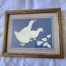 Vintage Patterned Duck Print Framed Wall Art