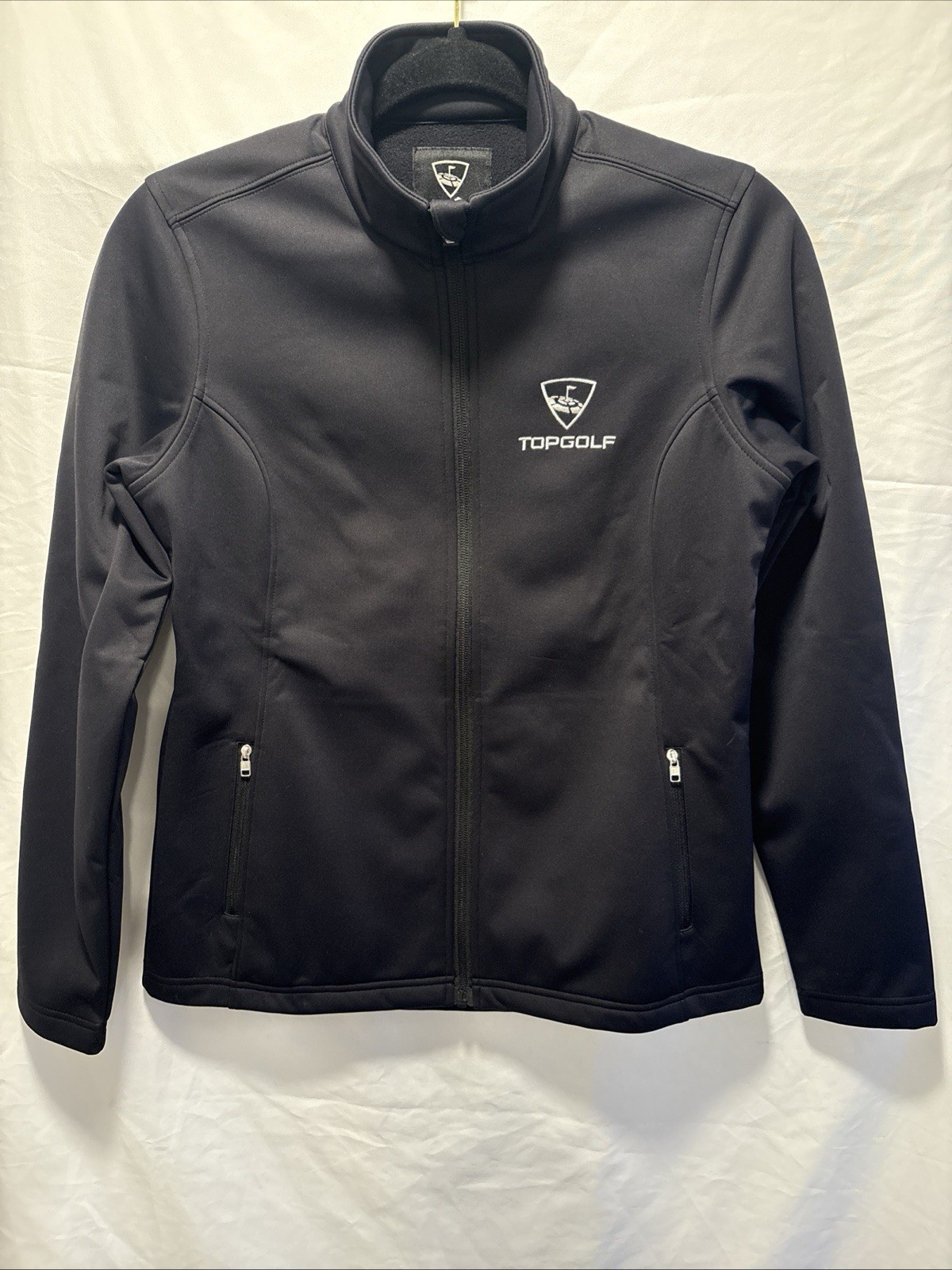 Top Golf Jacket Size Small Ladies Womens Full Zip Black Softshell Clean
