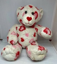 Build A Bear Valentine's Day Hearts Plush Bear White with Red and Pink Heart 14  