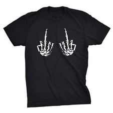 Skeleton Middle Fingers Halloween T-Shirt, Funny Spooky Tee