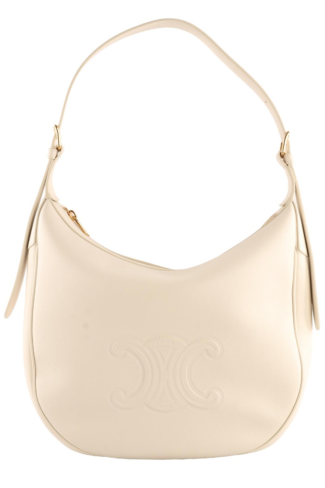 CELINE IVORY HELOISE MEDIUM TRIOMPHE LEATHER SHOULDER BAG