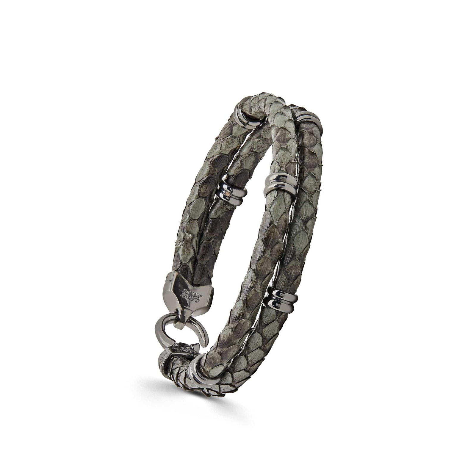 Silver Python With Black Plated Pendants Bracelet - image 3