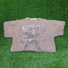 Camisa corta ACDC Iron-Man para mujer S/M 23x18 descolorida de gran tamaño