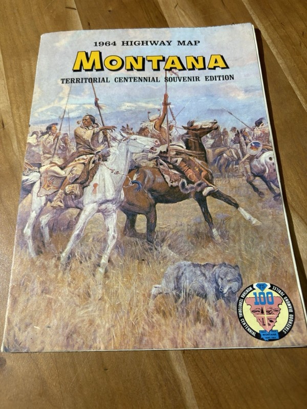 1964 Montana Highway Vintage Tourist Map Territorial Centennial Souvenir Edition