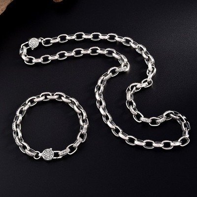S925 Sterling Silver Six-character Mantra Spiritual Spell Necklace & Bracelet