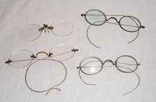 4 Antique Oval Eyeglasses  Spectacles  Prince-Nez  Wire Rim  Rimless