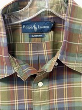 Polo Ralph Lauren Brown Plaid Classic Fit Button Down Collar Shirt Men's XL EUC