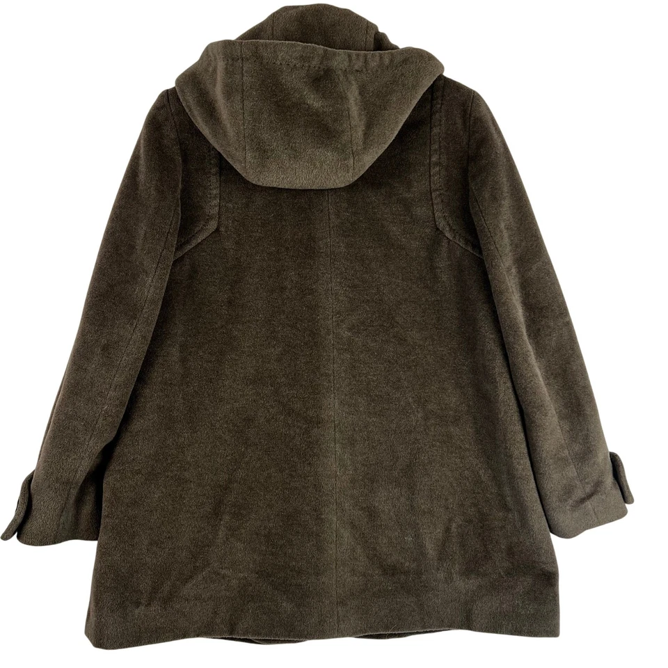 Abrigo Jones New York Mezcla Lana/Angora Marrón Con Capucha Talla 12P Forrado Felpa Acogedor Usado en Excelente Condición Foto 4 de 4