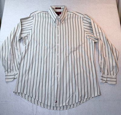 Nordstrom Mens 17 35 XL Striped Dress Shirt Pinpoint Oxford Cotton Button  Down C | eBay