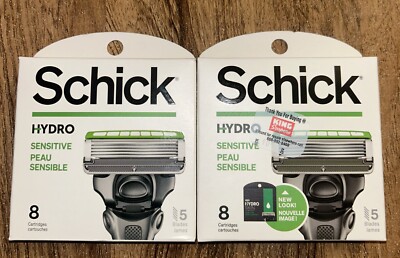 2x Schick Hydro 5 SENSITIVE Refill Razor Blade 8 Cartridges NEW IN BOX