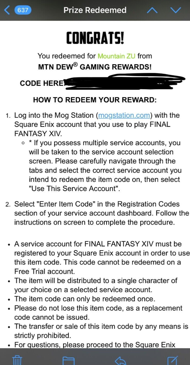 FFXIV Final Fantasy Brand New Mountain Zu Mount Code - US | eBay