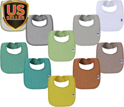 Waterproof Baby Bibs for Girls, Boy, Unisex Drool Bib Cotton Solid Knit Infant F