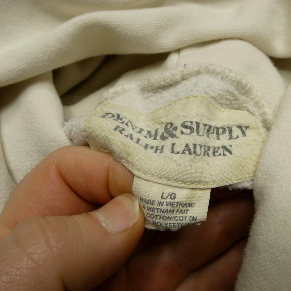 Sudadera con Capucha DE COLECCIÓN Denim Supply Ralph Lauren Talla L Marfil Blanco Vellón Con Capucha Y2K Foto 4 de 4
