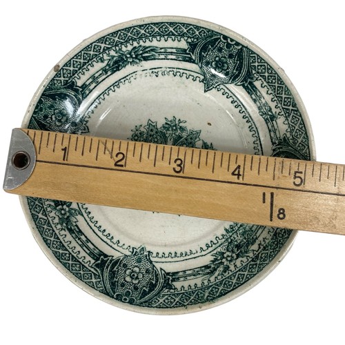 Antique Cup + Saucer Transferware Ironstone GERMANY Green White 4 oz Lion Logo - Picture 9 of 14