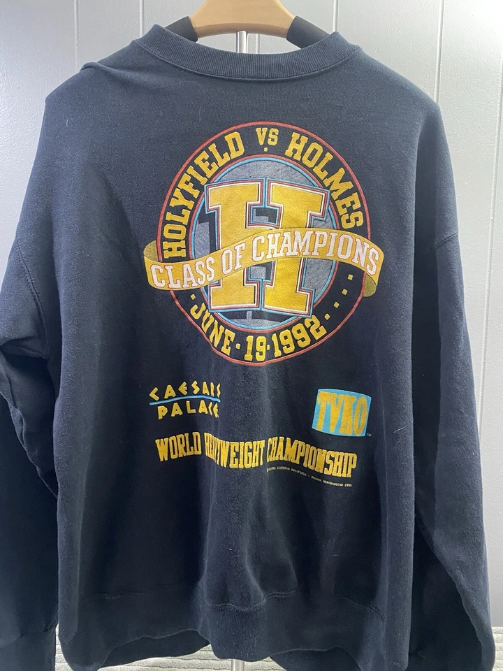 Sudadera vintage 1992 Evander Holyfield Vs. Larry Holmes boxeo rara talla L Foto 4 de 4