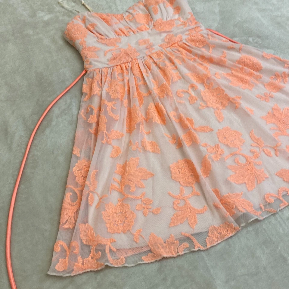 Vestido Delia's Para Mujer Naranja Marfil Encaje Correa Espagueti Superpuesto Ajuste y Acampanado Talla 5 Foto 3 de 4
