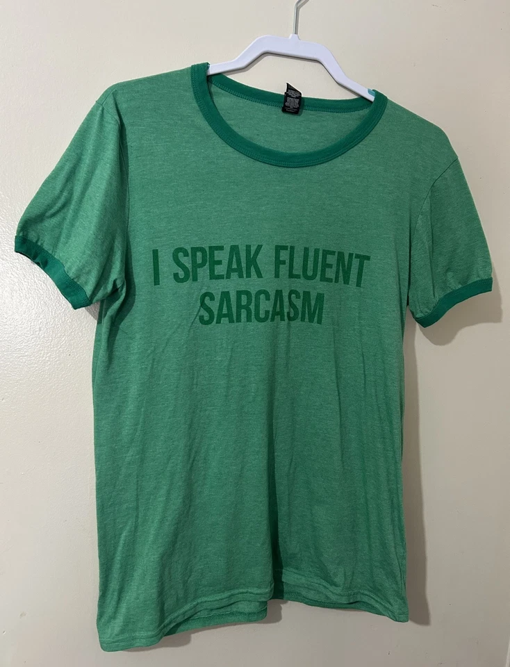 Camiseta gráfica Anvil Kids talla M verde hablo sarcasmo fluido manga corta Foto 3 de 4