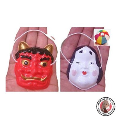 NEW [Setsubun] Set of Mame Oni and Mame Okame masks, 5 Oni masks/5 Okame