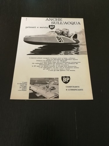1962 BP CARBURANTE MOTONAUTICA DONALD CAMPBELL BLUEBIRD VINTAGE AD PUBBLICITA