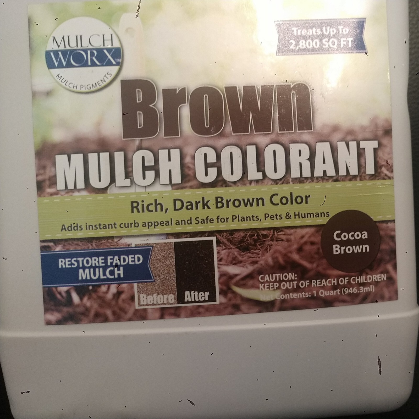 Mulch Worx BROWN MULCH COLORANT Restore Faded Mulch,Treats Up To 2,800