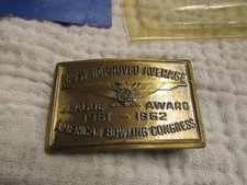 Vintage American Bowling Congress Most Improved Average 1961-62 Belt Buckle ABC