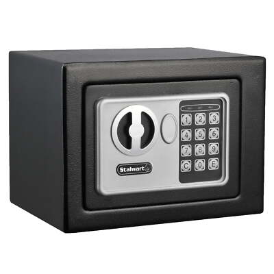 Security Safe Box for Valuables Compact  Steel Lock Box Electronic Keypad(Black)