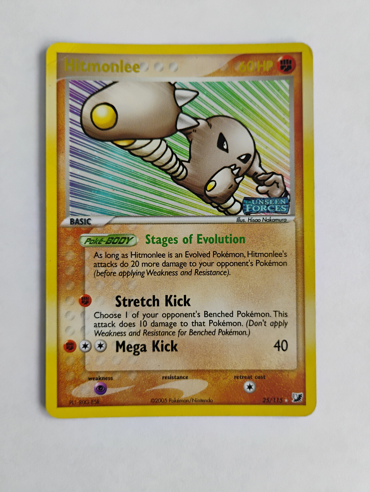Pokemon TCG - Hitmonlee 25/115 - EX Unseen Forces - Reverse Holo MP