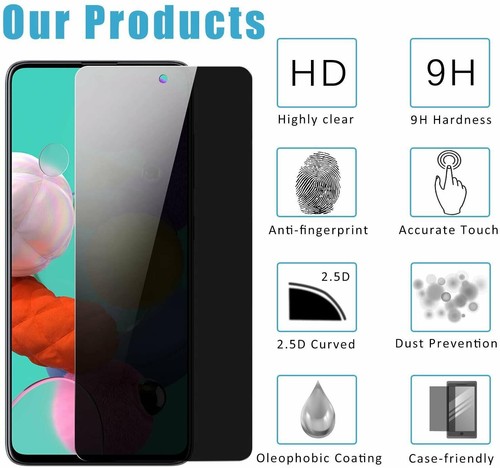 Privacy Anti-Spy Tempered Glass Screen Protector For Samsung Galaxy A51 / A51 5G - Picture 3 of 10