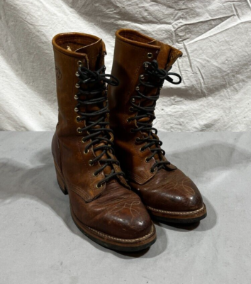 DD Tuff USA High-Quality Brown Leather Lace-Up Roper Boots  display picture 1