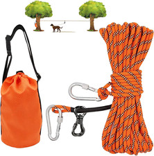 Dog Tie Out Cable for Camping, 50Ft Portable Overhead Trolley System for Dogs...