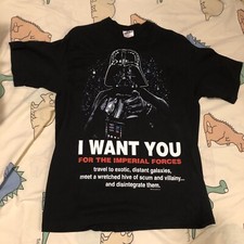 Vntg 1990s Large Single Stitch Star Wars I Want You Darth Vader Imperial TeeJays