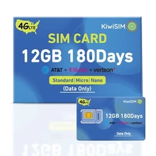 12GB 180-Day 4G LTE SIM Card - USA Networks (AT&T/T-Mobile/Verizon Compatible)