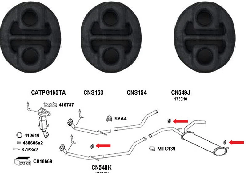 Full Set Exhaust Rubber Hanger Mounts For Citroen C1 1.0cc