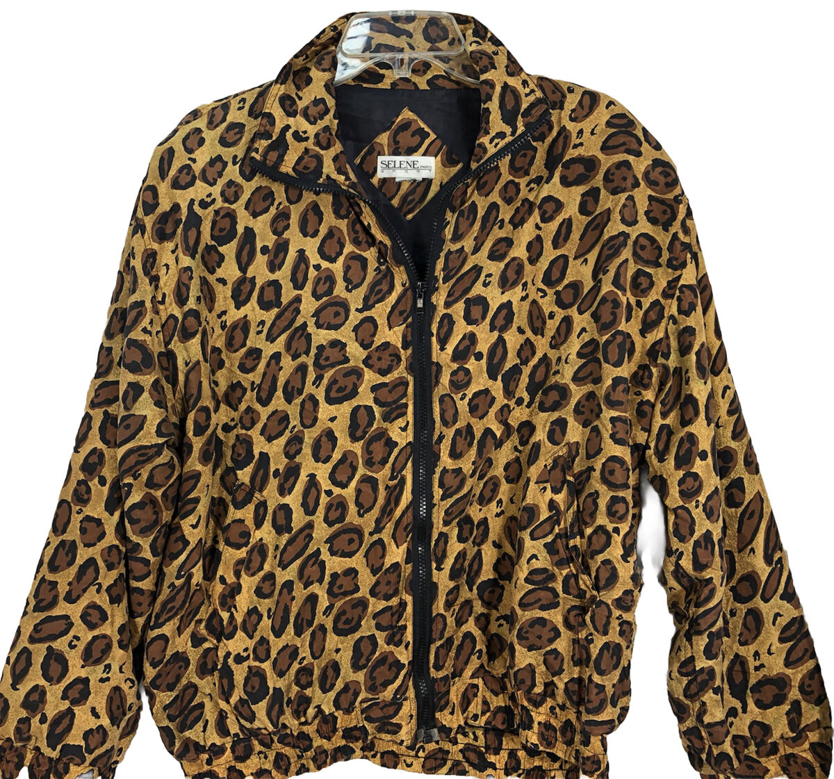 Selene Sport Paris Womens Vintage Full Zip Tiger Print Large Selene Sport Paris Womens Vintage Full Zip Tiger Print Large