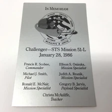 RARE 1986 IN MEMORIAL CARD SPACE SHUTTLE CHALLENGER STS MISSION 51 L 1986