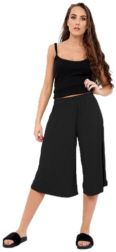 WOMENS CULOTTES PALAZZO 3/4 LENGTH SHORTS TROUSERS WIDE LEG PANTS PLUS SIZE 8-26 - Picture 21 of 39