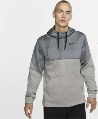 Nike Therma Men's Fleece Pullover Training Hoodie Sz M Grey