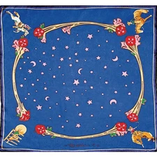 Wyoming Traders Wild Rag Rodeo Cowgirl Print Blue Silk Scarf - 34.5"