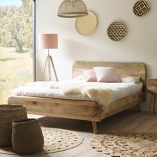 RETRO SCANDI SOLID MANGO WOOD BED FRAME - SINGLE