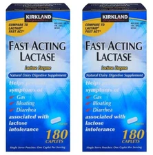 2 PACK - Kirkland Signature Fast Acting Lactase 180 ct - COMPARE TO LACTAID