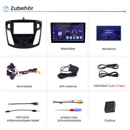 2+64GB Android 14 Autoradio Navi Radio CarPlay BT Für Ford Focus 3 MK3 2011-2019 - Bild 13 von 13