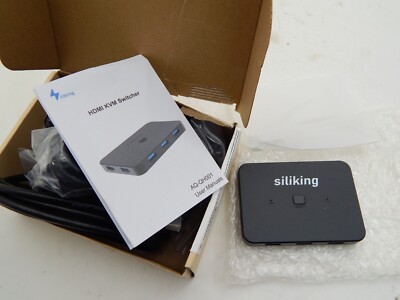 Siliking HDMI USB KVM Switch Selector for 2 Computers Share one Monitor and 4 US
