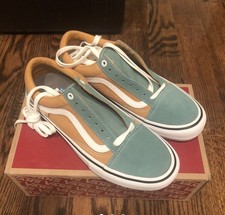 vans old skool pro oak buff & oil blue skate shoes