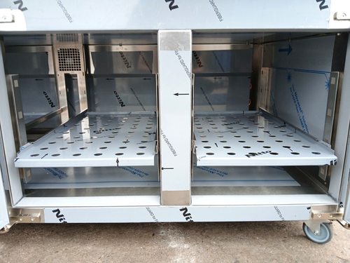 FOLLETT REFRIGERATED PIZZA 1830 MAKE TABLE, 3 DOOR, REFRIGERATED TOP, NEVER USED - Picture 8 of 24