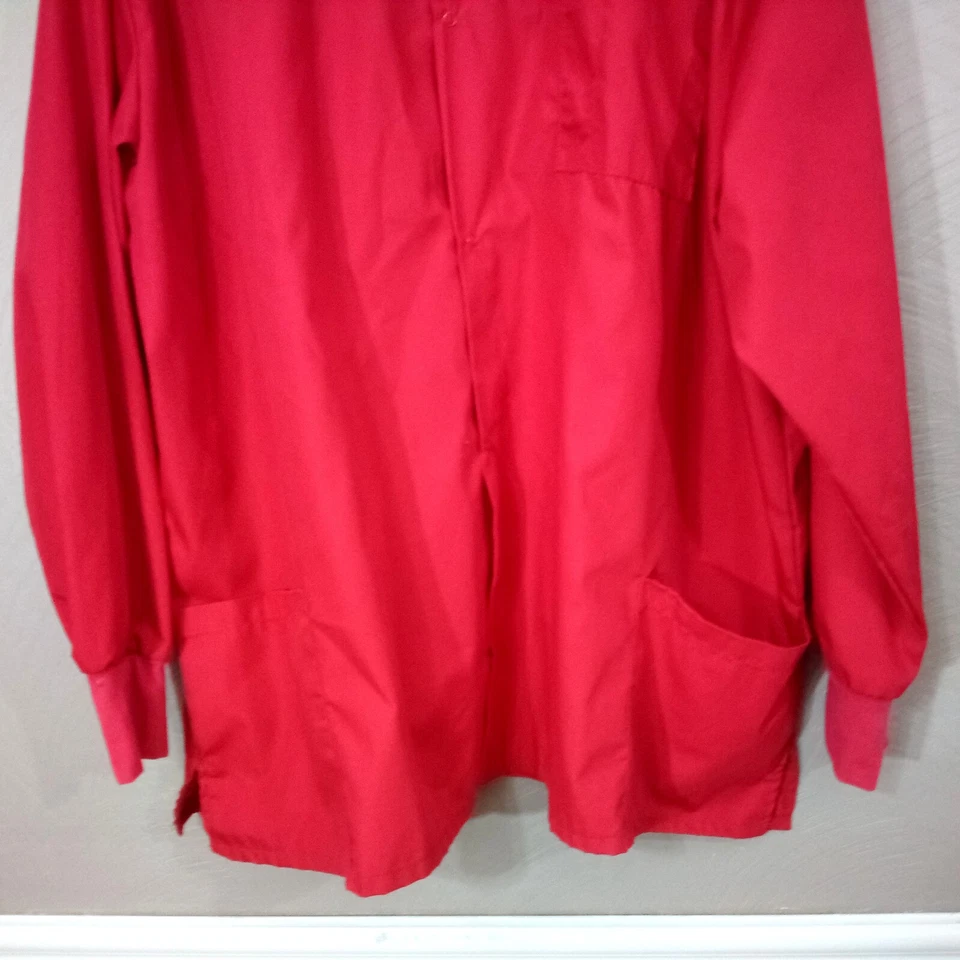 Натуральная форма скраб Топ, длинным рукавом Sz 3 X, красный, поли/хлопковая смесь Snap спереди - Изображение 4 из 4