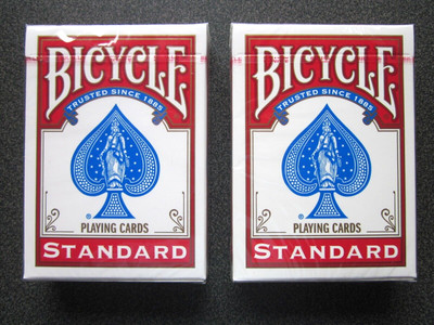 2 - Factory Sealed Packs of Bicycle Standard Size & Face Playing Cards, Red